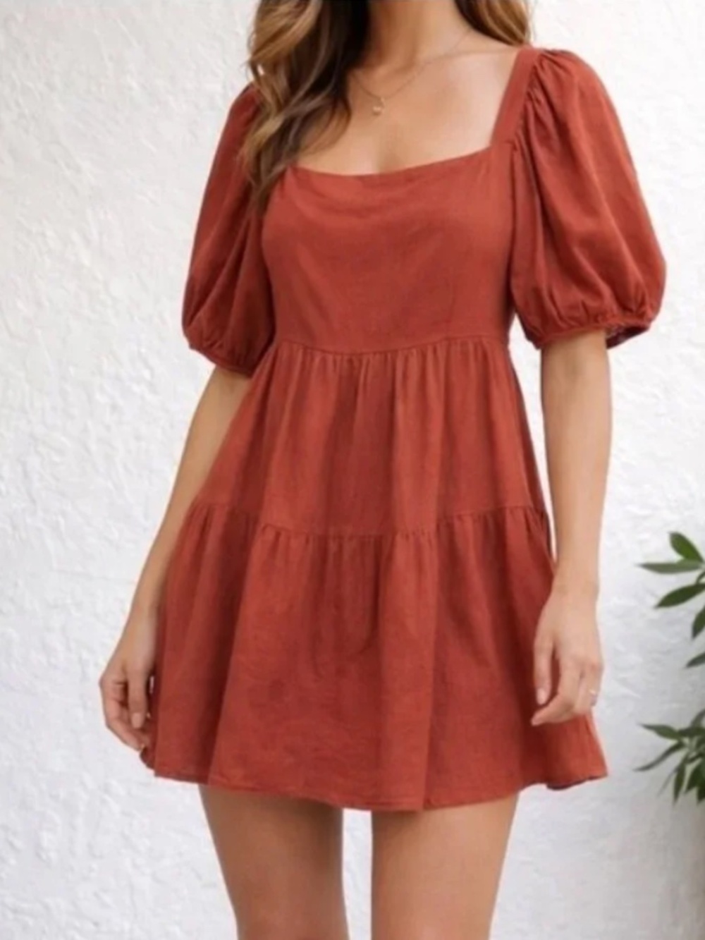 House of Harlow 1960 Linen Blend Babydoll Dress | Size Large